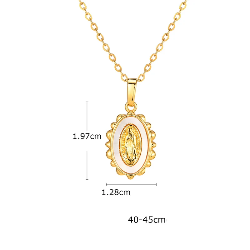 Collier Vierge Marie Blanc et Doré
