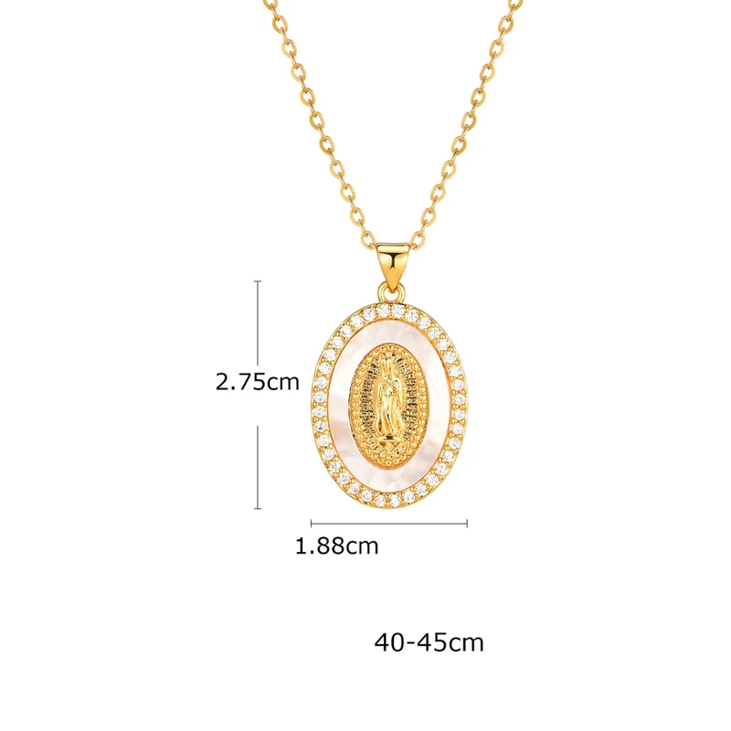 Collier Vierge Marie Blanc et Strass
