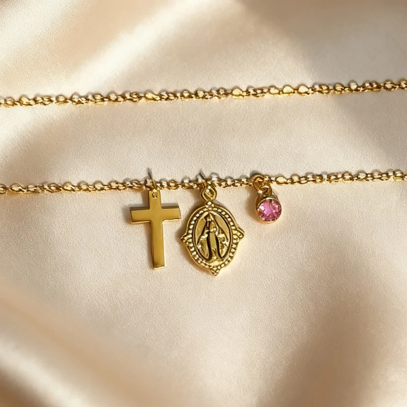 Collier Croix et Vierge avec Diamant