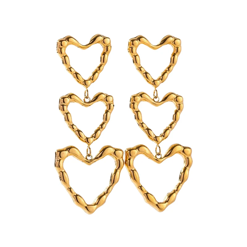 Boucles d'Oreilles Triple Coeurs