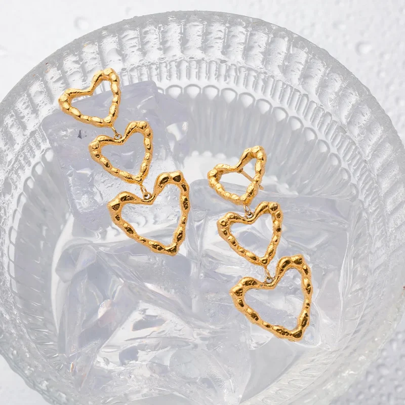 Boucles d'Oreilles Triple Coeurs