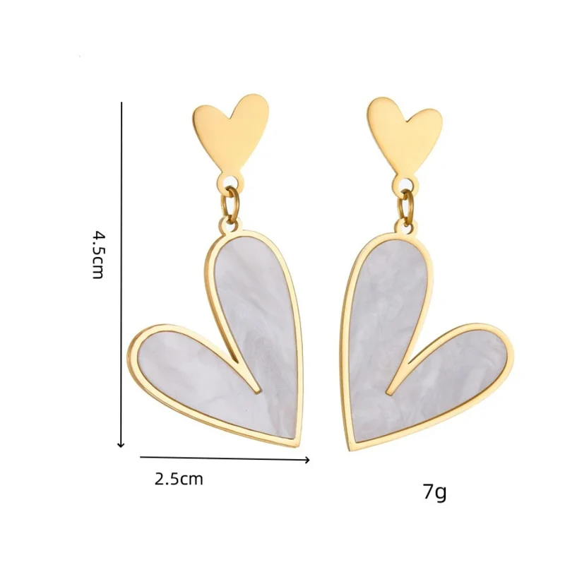 Boucles d'Oreilles Coeurs Nacre Blanc