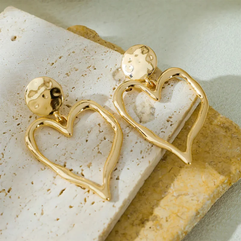 Boucles d'Oreilles Coeur Femme Dorées