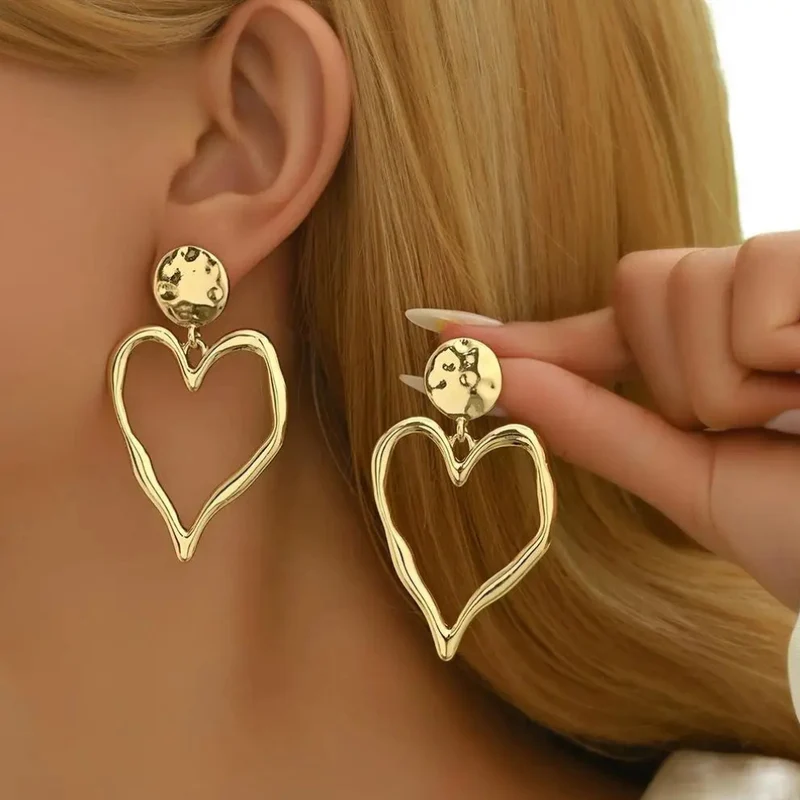 Boucles d'Oreilles Coeur Femme Dorées