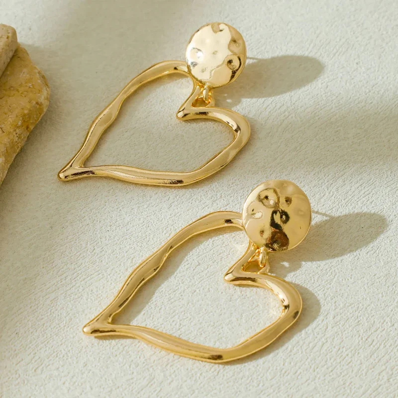 Boucles d'Oreilles Coeur Femme Dorées