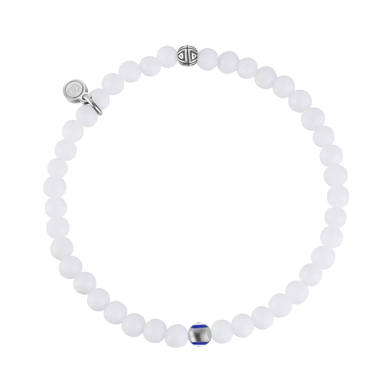 Bracelet de perles de protection en Jade blanc - Oeil Maléfique - 4MM