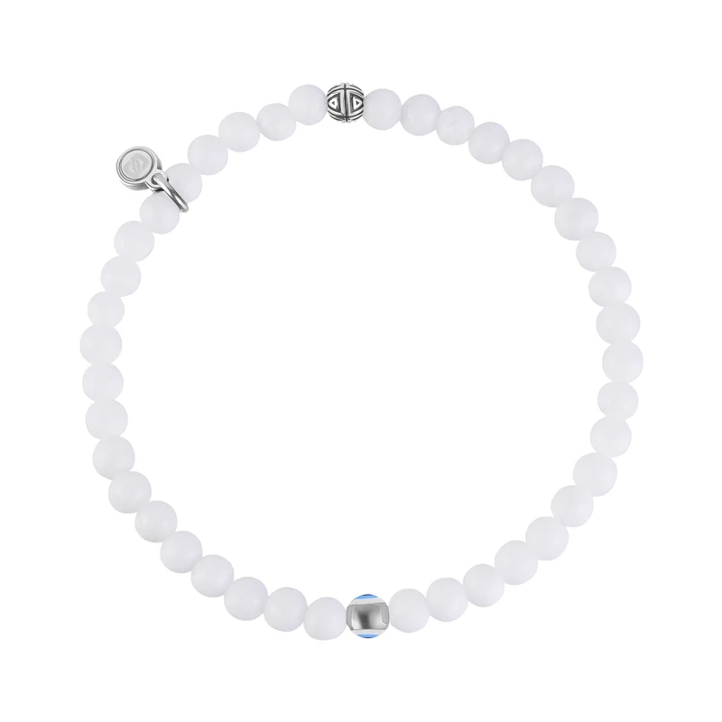 Bracelet de perles de protection en Jade blanc - Oeil Maléfique - 4MM