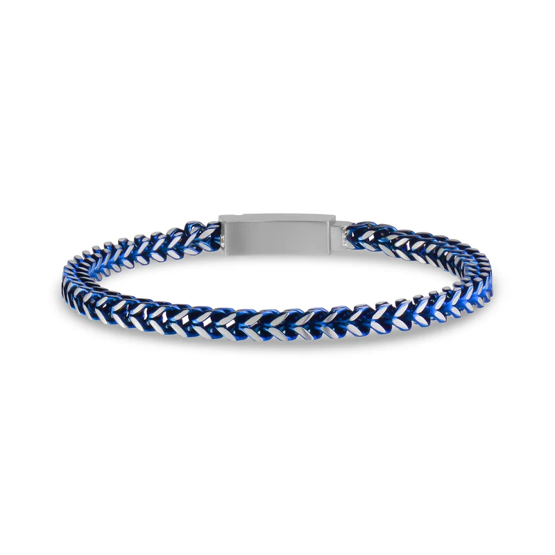 Bracelet à maillons Franco bleu électrique