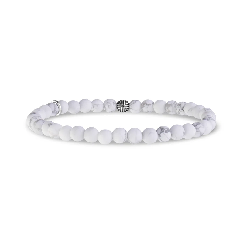 Bracelet de perles de Howlite blanc mat 4mm