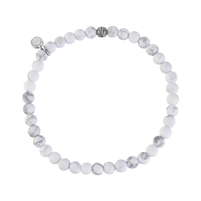Bracelet de perles de Howlite blanc mat 4mm