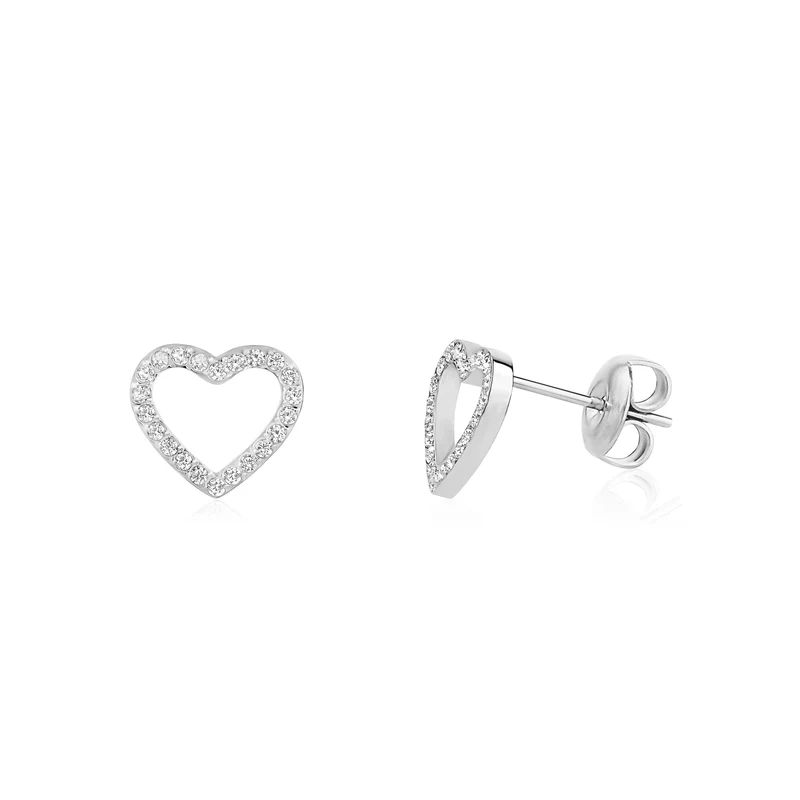 Clous d'oreilles à cœur ouvert en pavé
