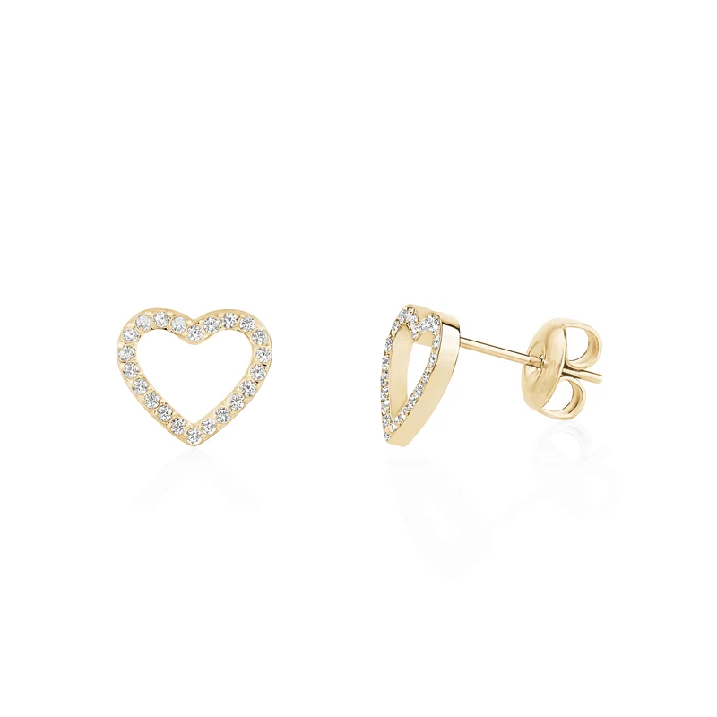 Clous d'oreilles à cœur ouvert en pavé