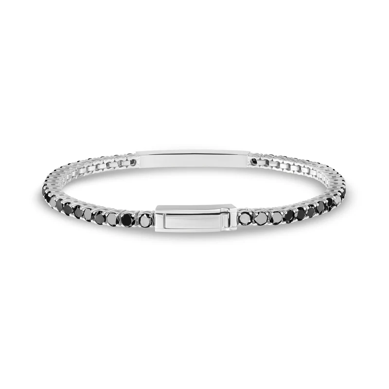 Bracelet d'identification en pierre noire | 3mm