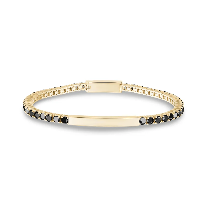Bracelet d'identification en pierre noire | 3mm