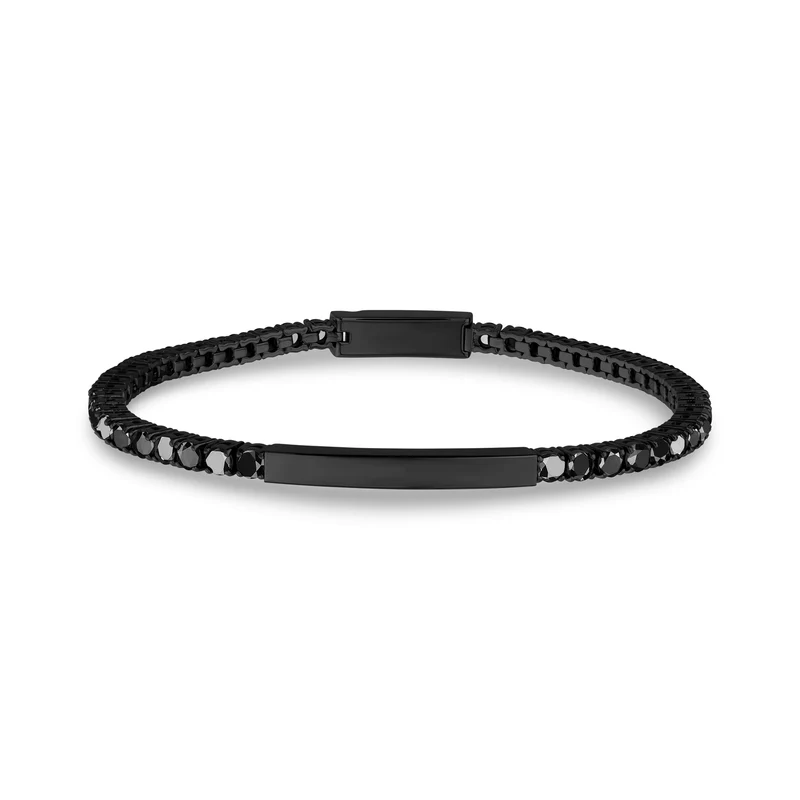 Bracelet d'identification en pierre noire | 3mm