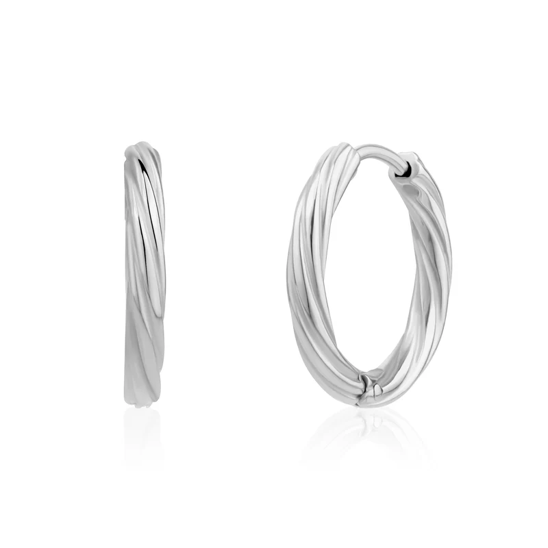 Boucles d'oreilles Huggie torsadées polies