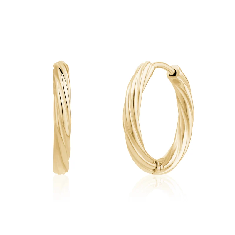 Boucles d'oreilles Huggie torsadées polies