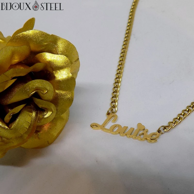 Collier prénom personnalisé à chaîne cubaine en acier inoxydable