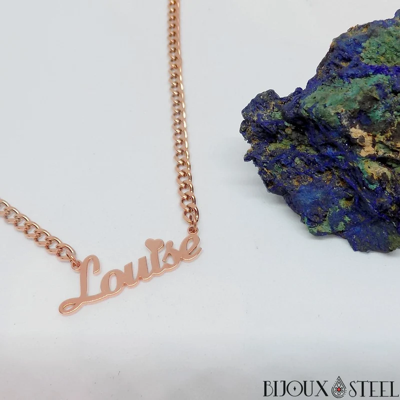 Collier prénom personnalisé à chaîne cubaine en acier inoxydable