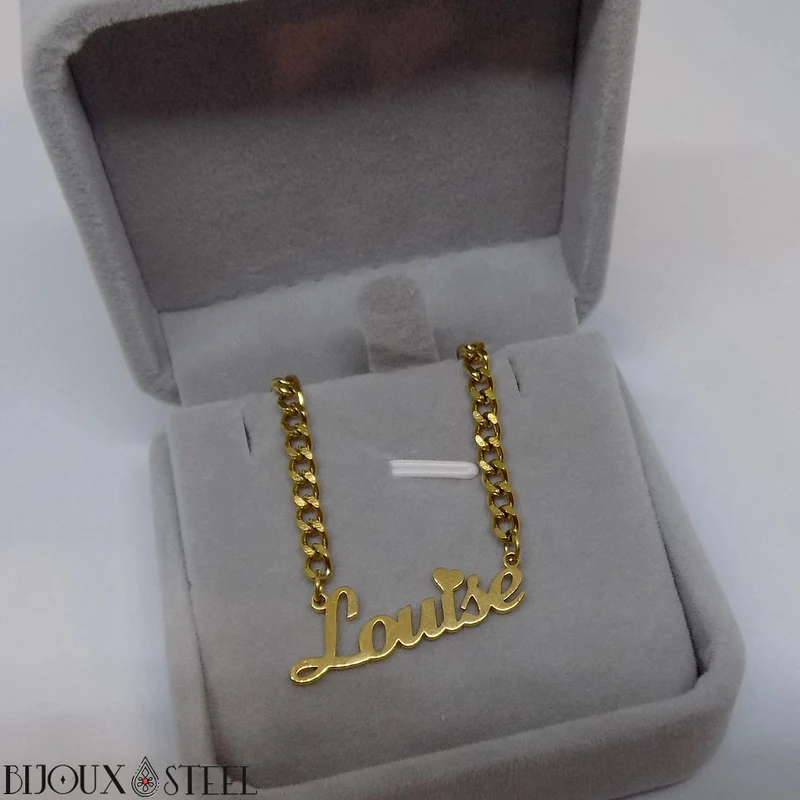 Collier prénom personnalisé à chaîne cubaine en acier inoxydable