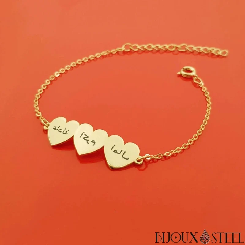 Bracelet coeur personnalisé à prénom arabe