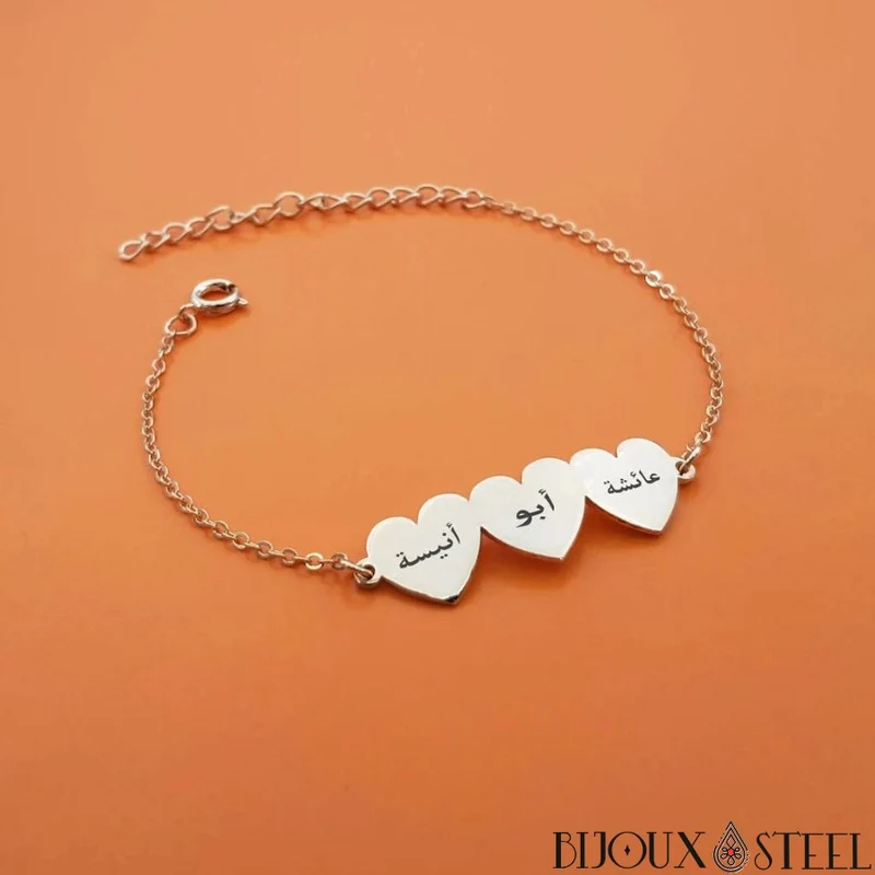 Bracelet coeur personnalisé à prénom arabe
