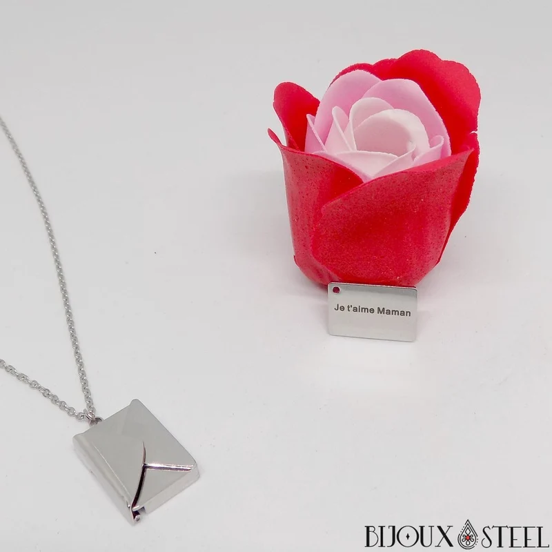 Collier enveloppe personnalisée en acier inoxydable