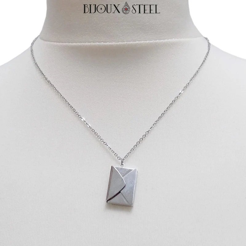 Collier enveloppe personnalisée en acier inoxydable