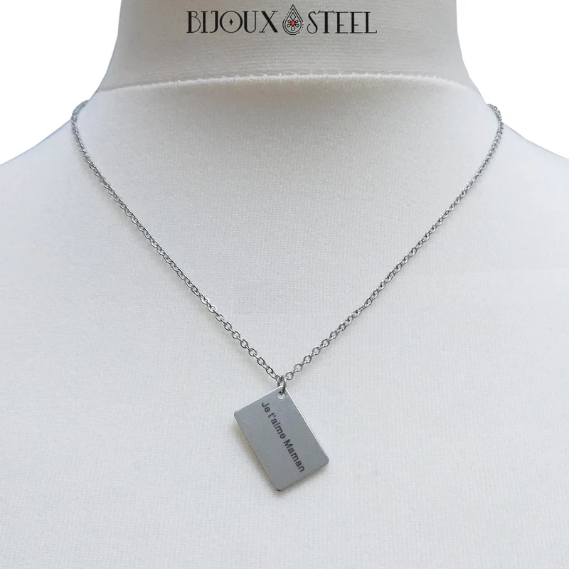 Collier enveloppe personnalisée en acier inoxydable