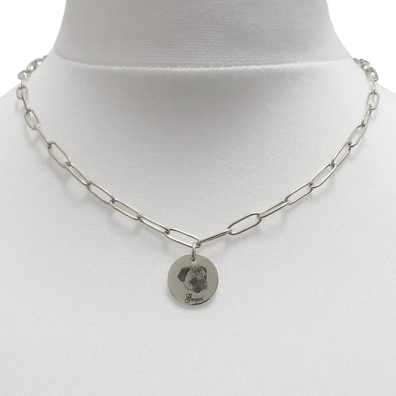 Collier trombone personnalisé photo animal en acier inoxydable