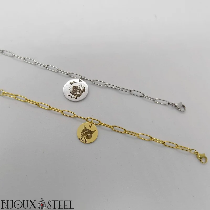 Collier trombone personnalisé photo animal en acier inoxydable