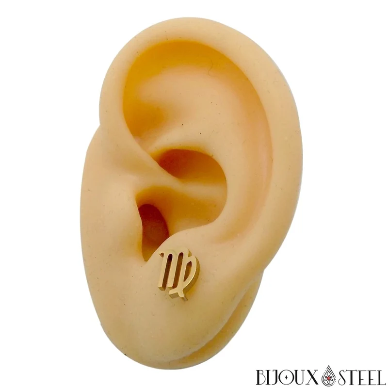 Boucles d'oreilles signe astrologique vierge en acier inoxydable