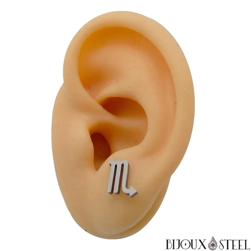 Boucles d'oreilles signe astrologique scorpion en acier inoxydable