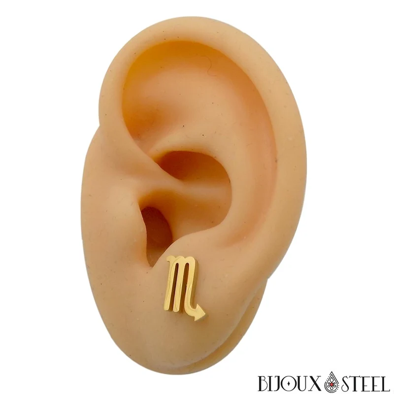 Boucles d'oreilles signe astrologique scorpion en acier inoxydable