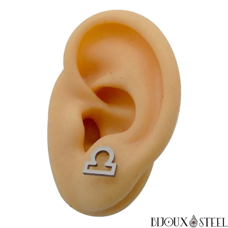 Boucles d'oreilles signe astrologique balance en acier inoxydable