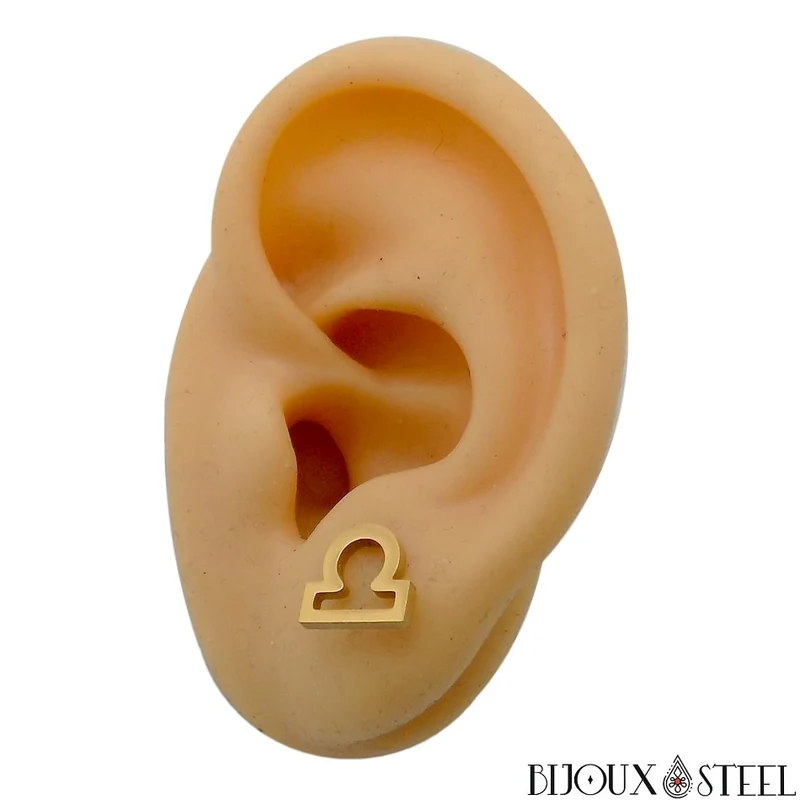 Boucles d'oreilles signe astrologique balance en acier inoxydable