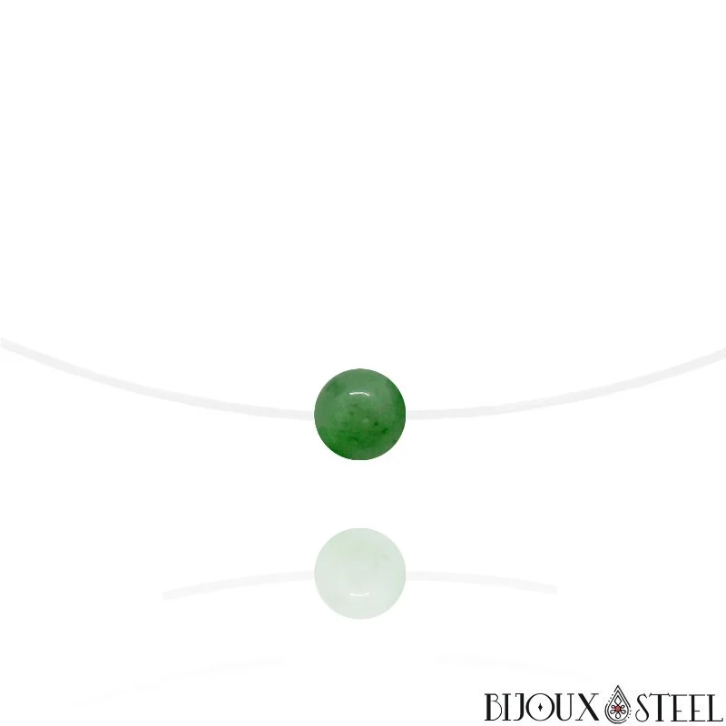 Collier à perle d'aventurine verte sur fil de nylon