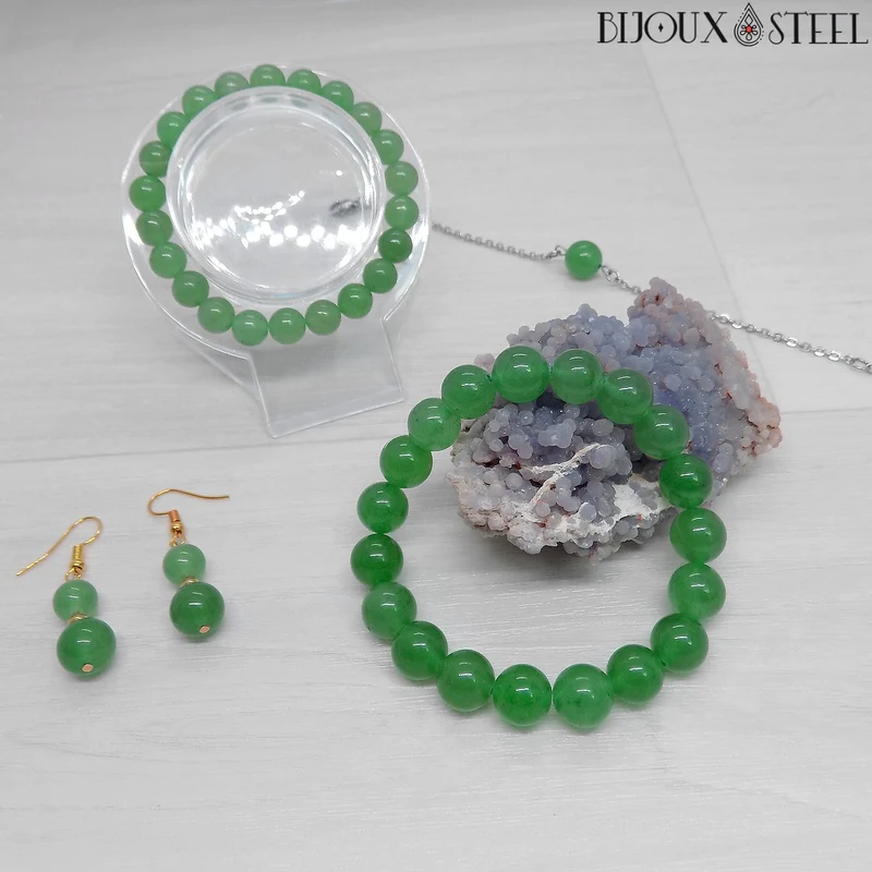 Bracelet en perles d'aventurine verte 10mm