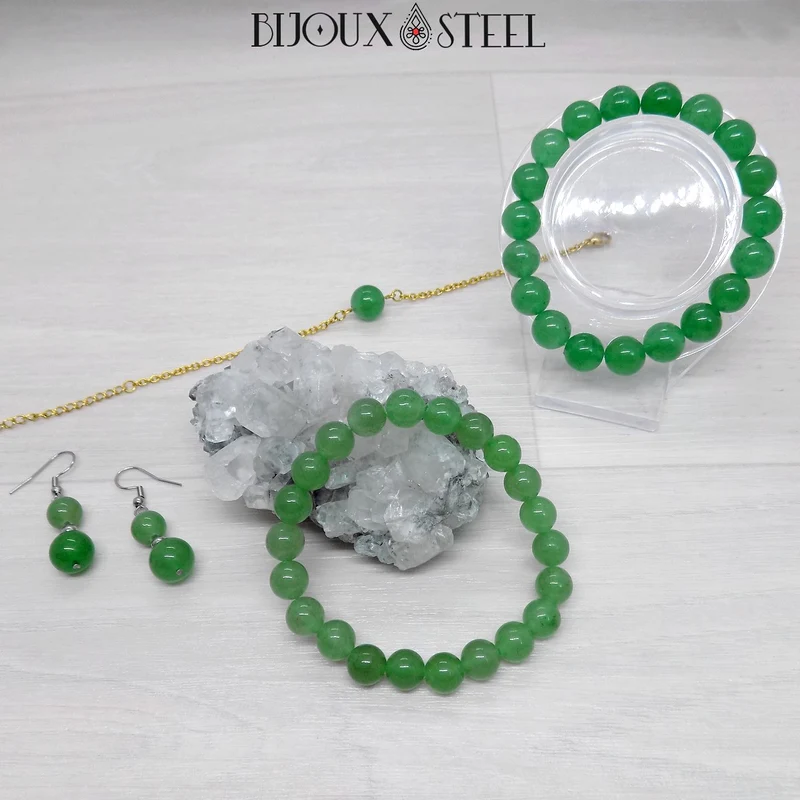 Bracelet en perles d'aventurine verte 8mm