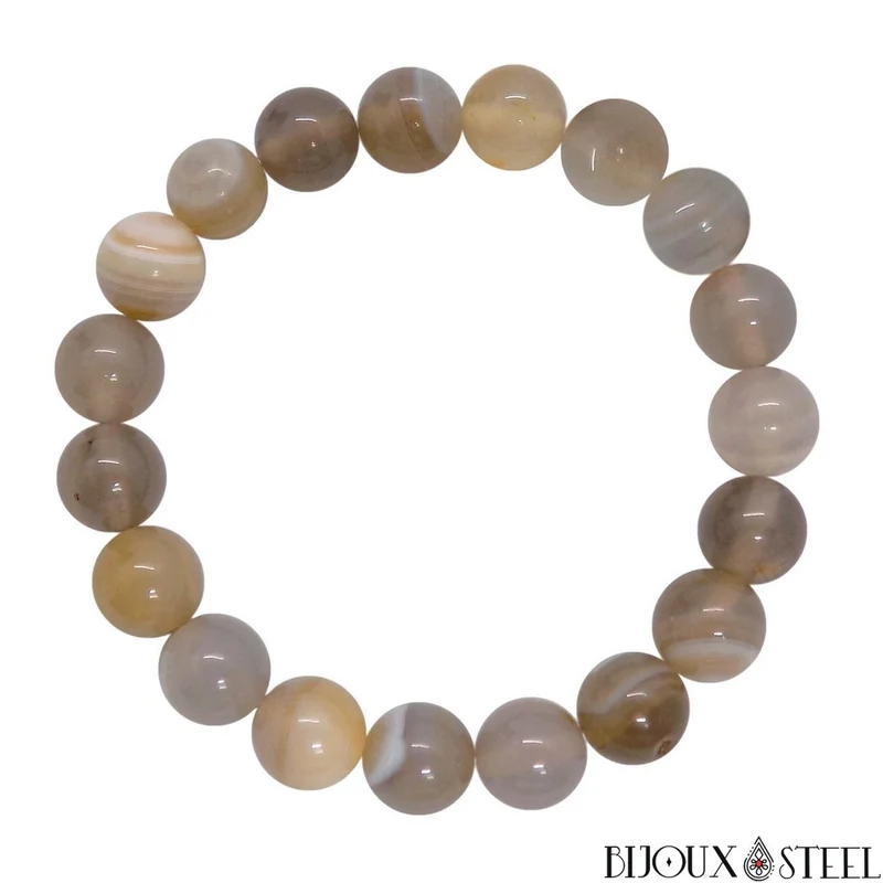 Bracelet en perles d'agate grise 10mm