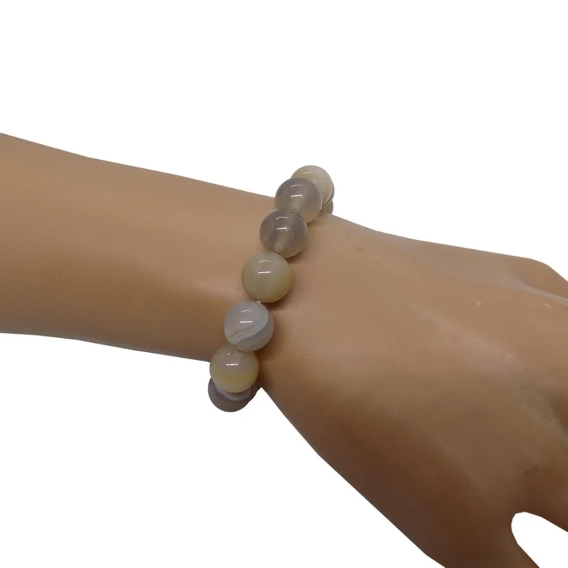 Bracelet en perles d'agate grise 10mm