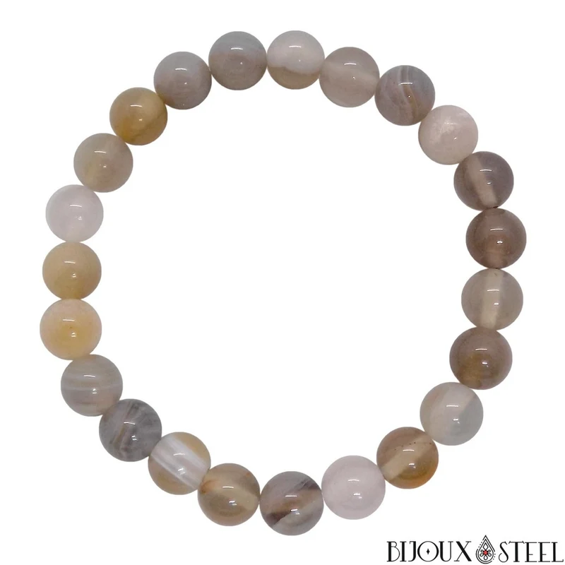 Bracelet en perles d'agate grise 8mm