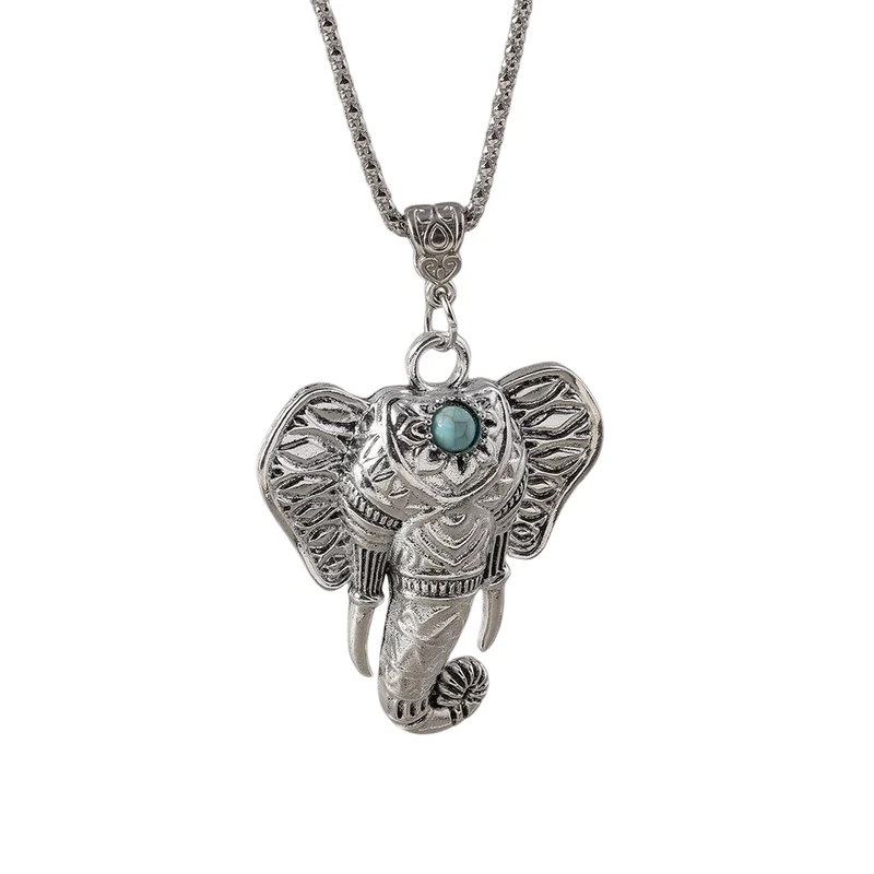 Collier Tête d'Éléphant perle Bleue