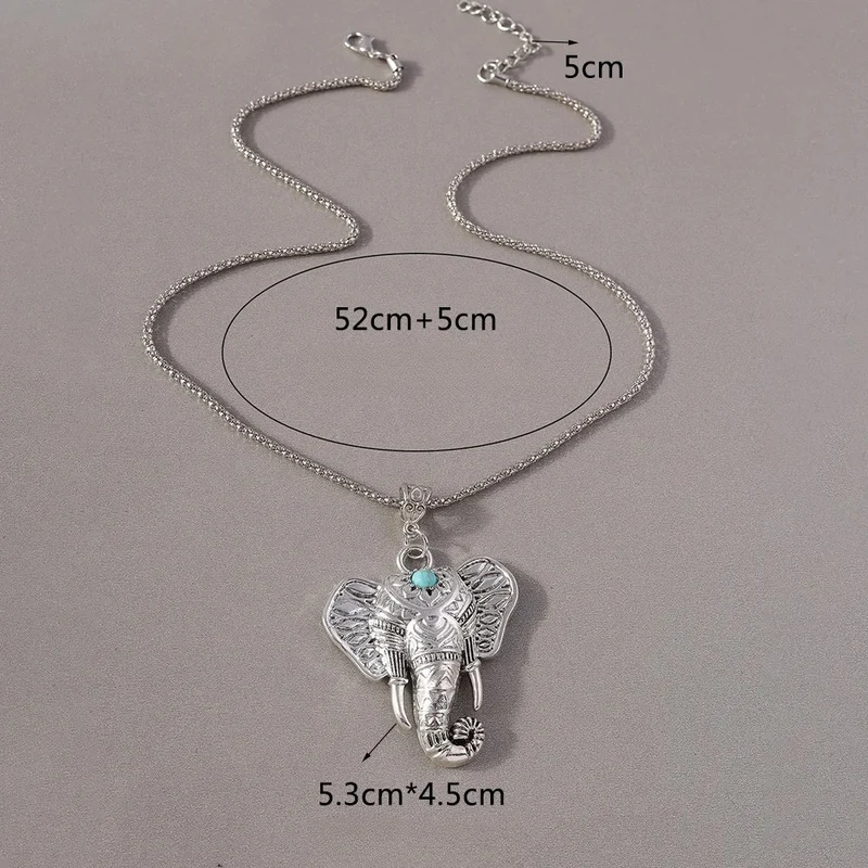 Collier Tête d'Éléphant perle Bleue