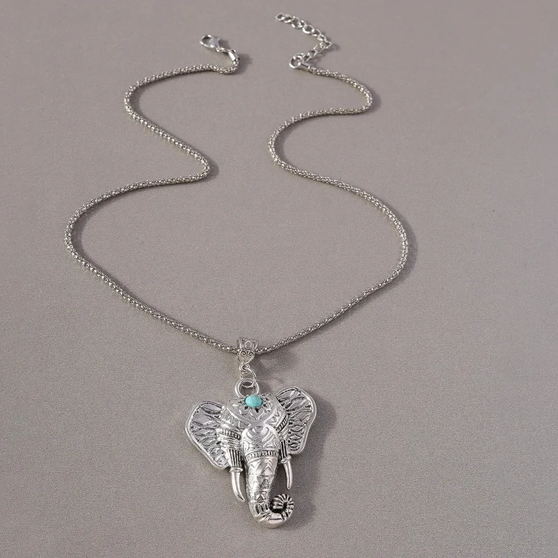 Collier Tête d'Éléphant perle Bleue