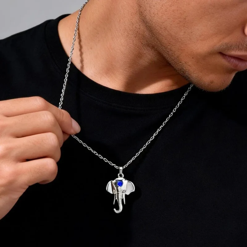 Collier Pendentif Éléphant Homme