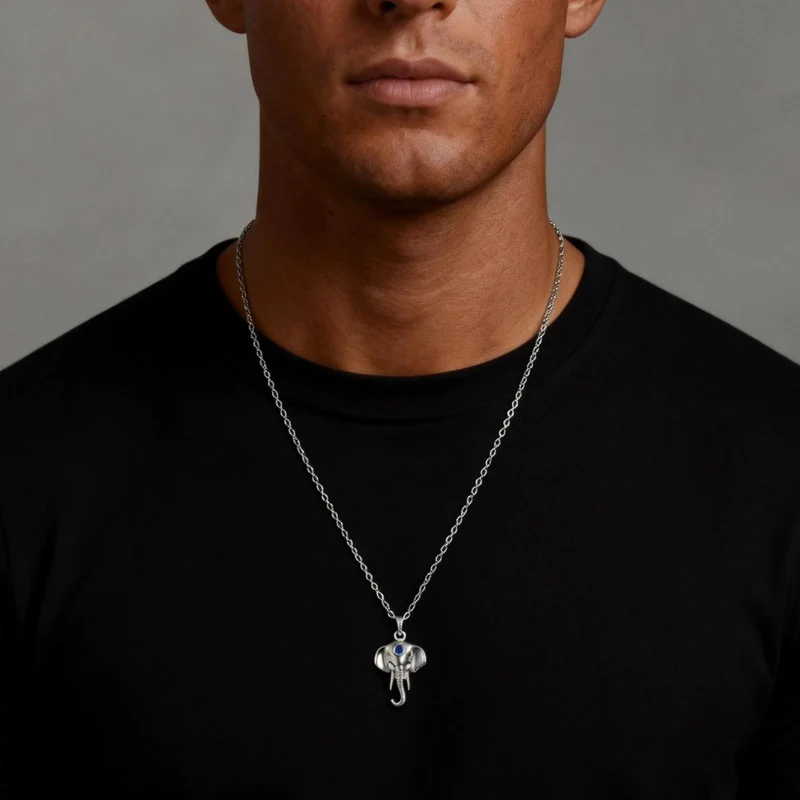 Collier Pendentif Éléphant Homme