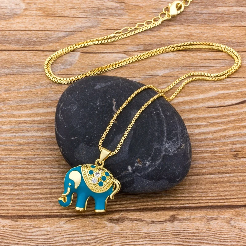 Collier Éléphant Bleu
