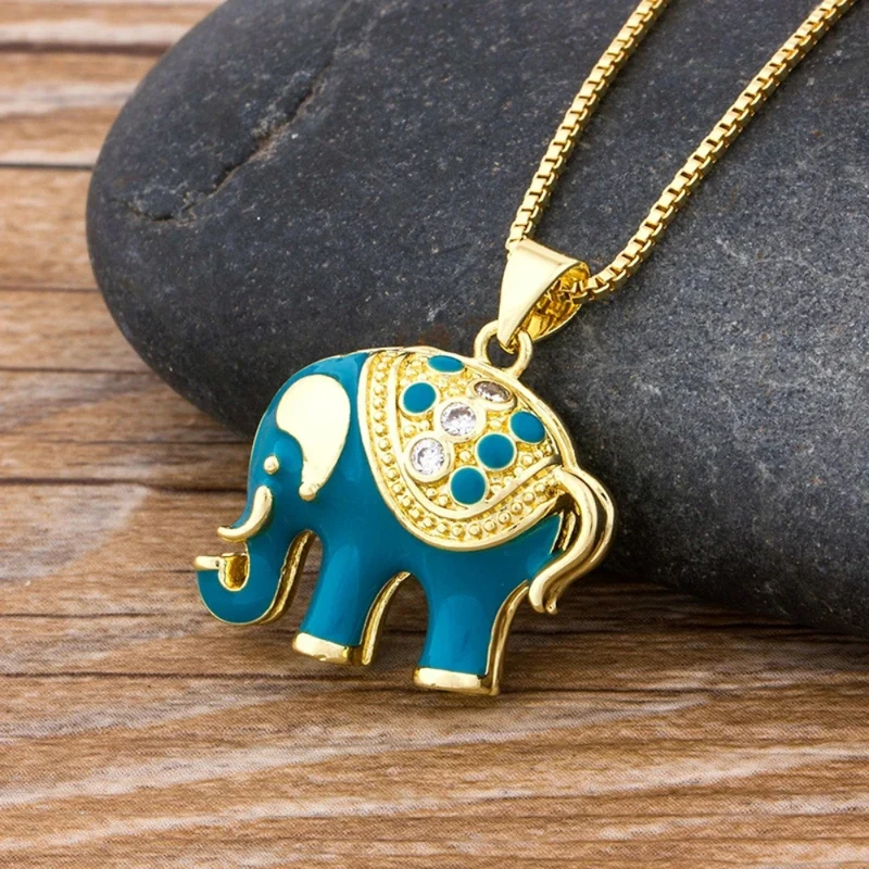 Collier Éléphant Bleu