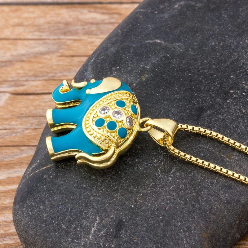 Collier Éléphant Bleu